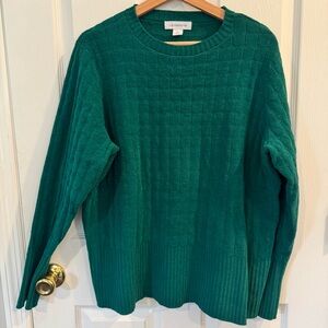 Liz Claiborne Soft Emerald Green Basketweave Knit Sweater Women’s XL Long Sleeve